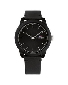 Tommy Hilfiger men Quartz watch with black leather 
