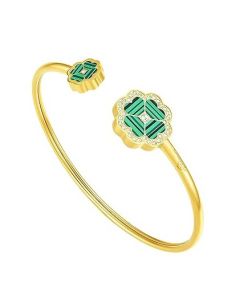 Police FLORA ladies bangle steel gold , Green with crystal 