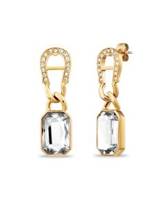 Aigner logo ladies earring steel gold with crystal