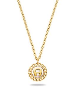 Aigner logo ladies necklace gold with mother of Pearl