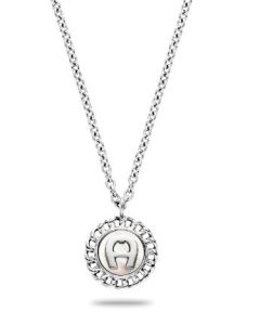 Aigner logo ladies necklace silver with mother of Pearl