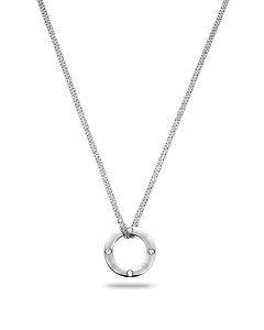 Aigner double long necklace for ladies steel silver