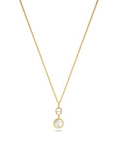 Aigner logo chain necklace gold with mother of Pearl