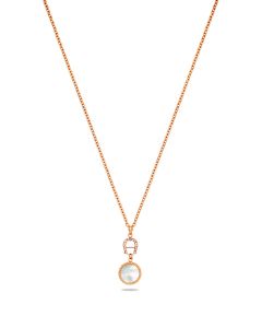 Aigner logo chain necklace rose gold with mother of Pearl