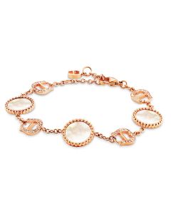 Aigner logo chain bracelet rose gold with mother of Pearl