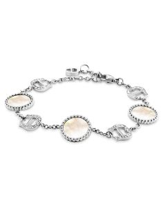 Aigner logo chain bracelet silver with mother of Pearl