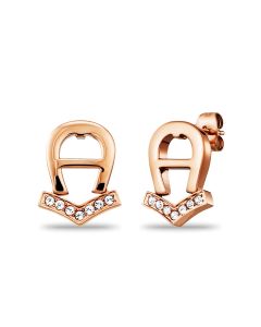Aigner women logo earring rose gold with crystal