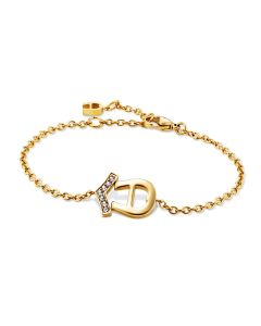 Aigner women logo bracelet gold with crystal