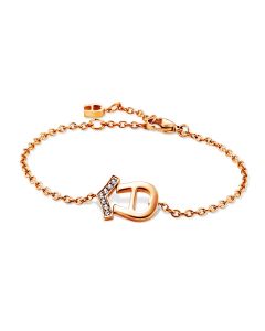 Aigner women logo bracelet rose gold with crystal