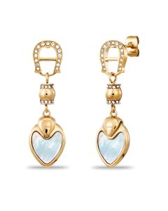 Aigner logo love earring gold with mother of pearl