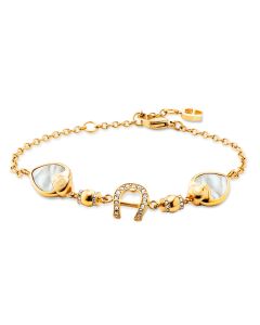 Aigner logo love bracelet gold with mother of pearl