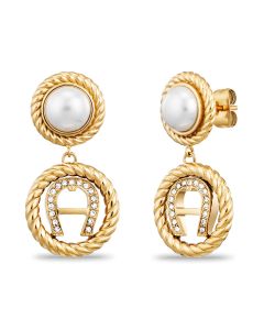 Aigner Round jemp earring for ladies steel gold