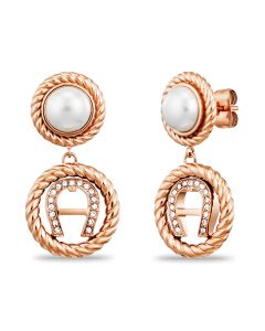 Aigner Round jemp earring for ladies steel rose gold