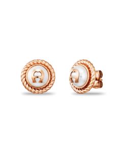 Aigner Round hemp earring rose gold with mother of pearl