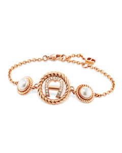 Aigner Round hemp bracelet rose gold with mother of pearl