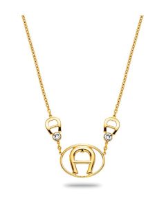 Aigner round logo necklace for ladies gold 