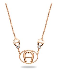 Aigner round logo necklace for ladies rose gold