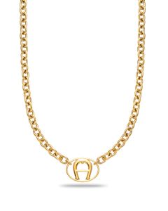 Aigner round A logo necklace for ladies gold