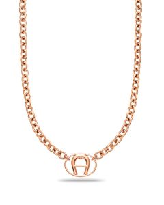 Aigner round A logo necklace for ladies rose gold