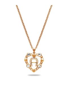 Aigner Heart logo necklace rose gold with crystal
