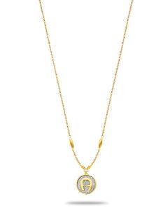 Aigner women long necklace stainless steel gold with silver