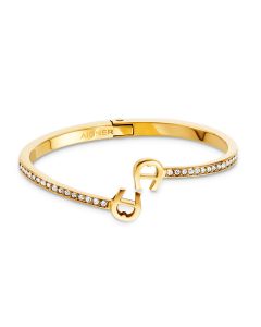 Aigner women Logo large bangle steel gold with Crystal
