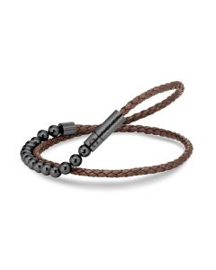 Aigner bracelet for men black with brown leather 