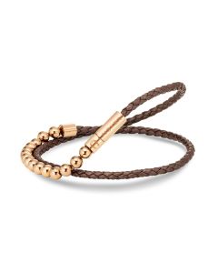 Aigner bracelet for men rose gold with brown leather