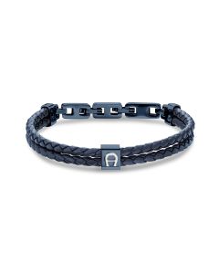 Aigner A Logo bracelet for men with blue leather