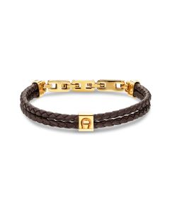 Aigner A Logo bracelet for men gold with brown leather