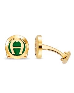 Aigner gent cufflink with logo steel gold , Green