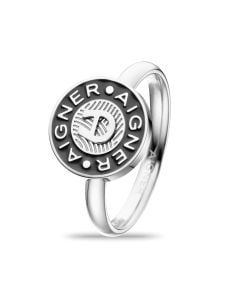 Aigner Ladies Ring with Logo Stainless Steel Silver Size 52