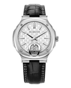 Aigner TAVIANO men watch silver with black leather 
