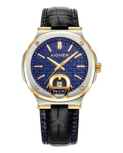 Aigner TAVIANO men watch blue with black leather