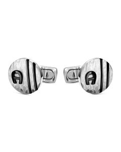 Aigner LUPO cufflink for men steel silver , Black 