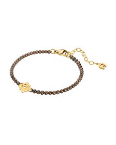 Aigner A logo bracelet for women gold with brown beads