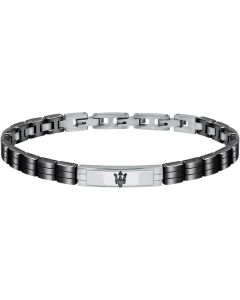 Maserati men bracelet in steel black , Silver size 220mm