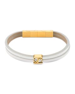 Saint Honore S bracelet for men gold with leather white