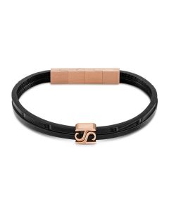 Saint Honore S bracelet for men rose gold with leather black