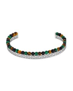 Saint Honore bangle for men steel silver with multicolor beads