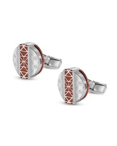 Saint Honore CHAMP TIGEREYE cufflink for men steel silver , Red