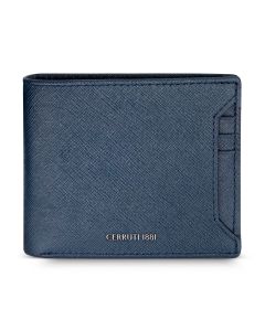Cerruti 1881 men wallet blue leather 6 cards