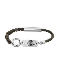 Cerruti 1881 DUAS bracelet for men silver , Brown leather 