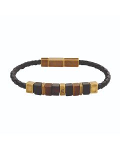 Cerruti 1881 CHISELLED bracelet for men black leather 