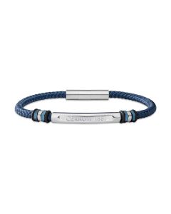 Cerruti 1881 TORNILLO bracelet for men silver, blue leather