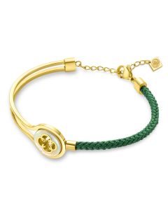Cerruti 1881 GRACE women bracelet gold , Green leather 