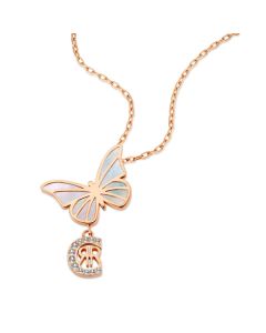 Cerruti 1881 butterfly ladies necklace steel rose gold  