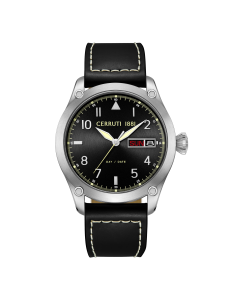 Cerruti 1881 Borgatello watch for men with black leather