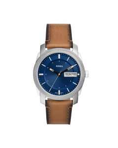 Fossil Machine Three-Hand Day-Date Tan Eco Leather Watch