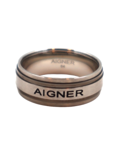 Aigner TWO TONE ring steel silver , Grey size 64